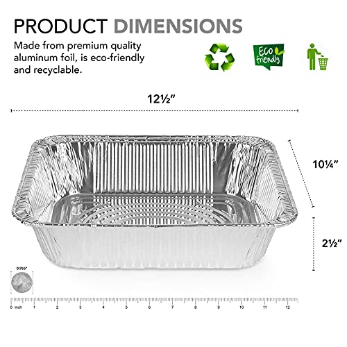 9x13 Disposable Aluminum Foil Pans (30 Pack) - Half Size Deep Steam Table Trays