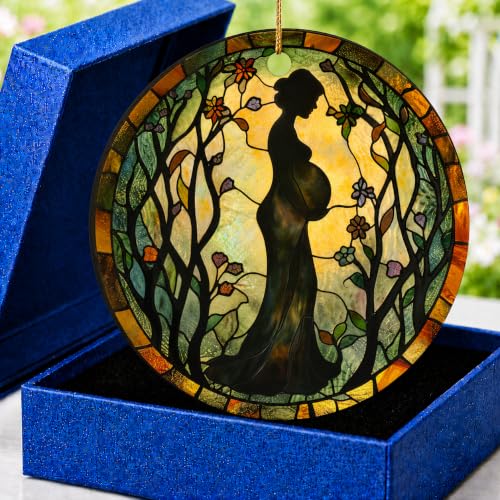 Personalized Pregnant Woman Christmas Ornament Ceramic Holiday Decor with Custom Text - HYPESTYLE