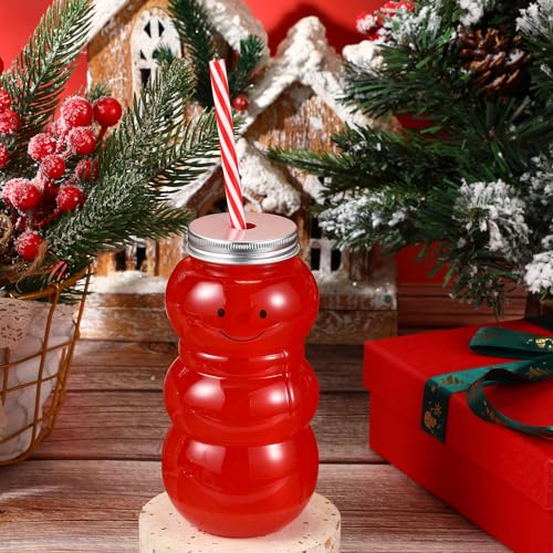 Sliner 20 Set Snowman Christmas Drink Bottles with Straws - Holiday Favors