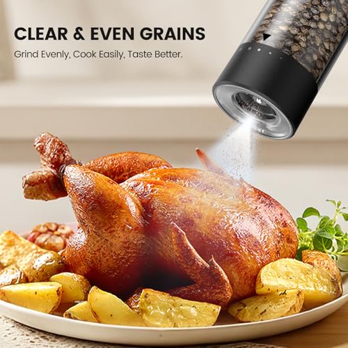 Rechargeable Electric Salt and Pepper Grinder Set - 2-Pack Automatic Spice Mills