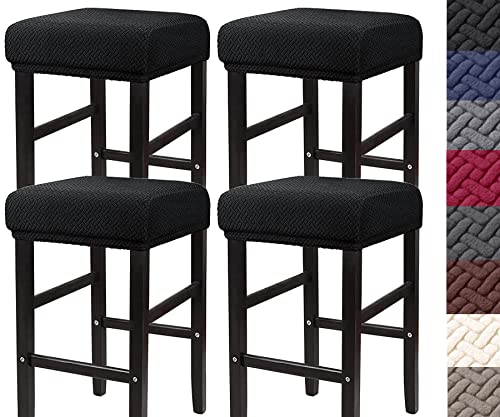 Stretch Rectangle Bar Stool Covers - 4 Pack Washable Saddle Seat Covers