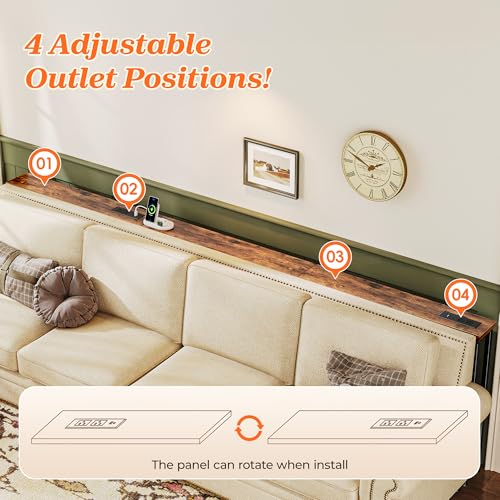 102-Inch Extra Long Narrow Console Table with Power Outlets & USB-C