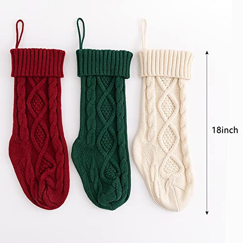 18-Inch Knitted Christmas Stocking, Large Holiday Fireplace Hanging Decoration