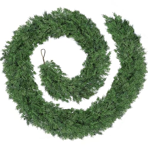 9ft Real Touch Pine Garland - Tulvend, 238 Sprigs, Faux Cedar Christmas Garland