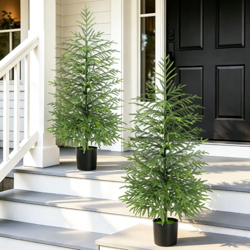 4 Ft Real Touch Norfolk Pine Christmas Tree with Lights - Yastouay, Tabletop