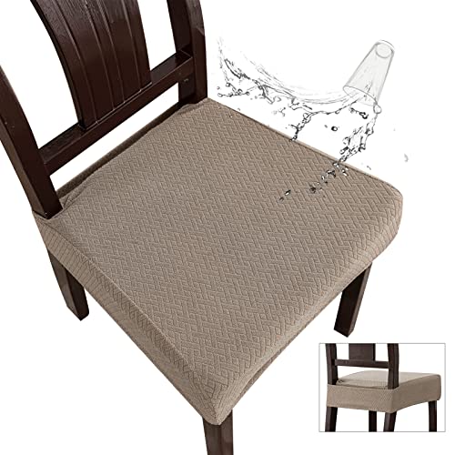 Waterproof Dining Chair Seat Covers - Set of 4, Taupe