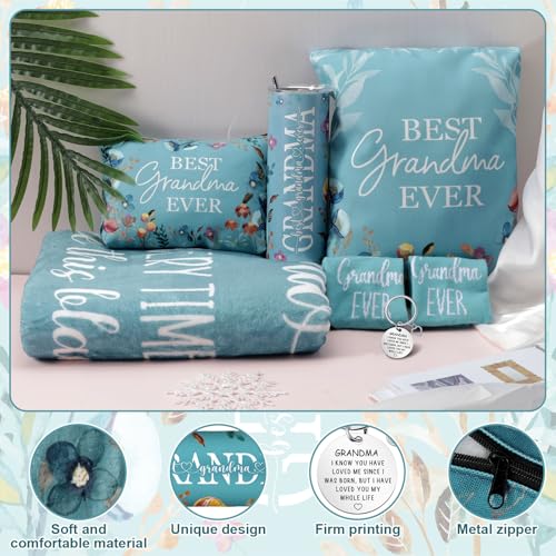 Geiserailie 6-Piece Grandma Gift Set with Blanket, Tumbler & Socks (Vibrant Style)
