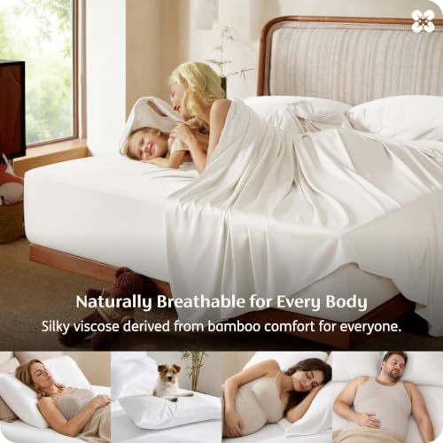 Cooling Bamboo Queen Sheet Set - Silky Soft 4-Piece Bedding with Deep Pockets