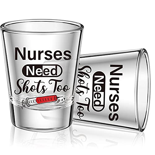 Patelai Nurse Theme Shot Glasses 2 Pcs, 2 oz, 2.36 x 1.97 Inch – Funny Gift for Nurses, Doctors, Medical Staff