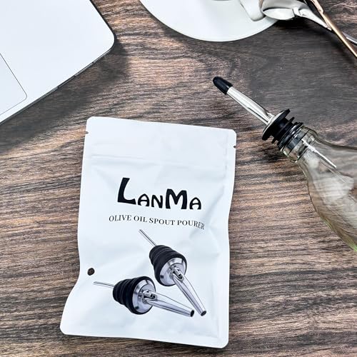 LanMa 2PCS Stainless Steel Olive Oil & Liquor Bottle Spouts, Spill-Resistant Pourers — Variation of 2pc Oil Spout