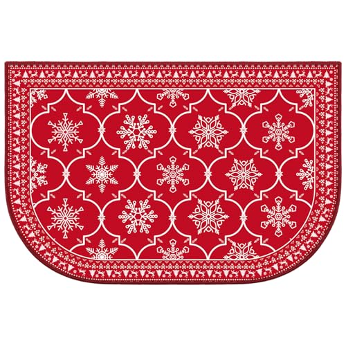Demissle Christmas Fireplace Mat Snowflake 24 x 36 in Fireproof Hearth Rug