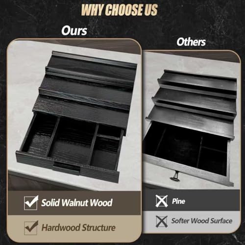 3-Tier Solid Walnut Cologne Organizer with Drawer and Hidden Storage