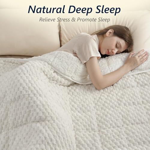 Weighted Blanket for Adults, 60x80 Inches, 15lbs - Soft Warm Sherpa Fleece
