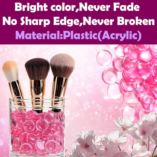 Bright Pink Acrylic Flat Marbles - 630 Pcs 0.6" Vase Fillers & Table Scatter