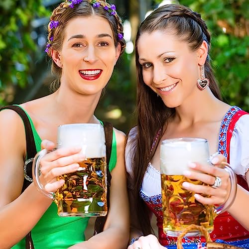 44 oz Large Glass Beer Mugs with Handle - Set of 2 Dimpled Beer Steins