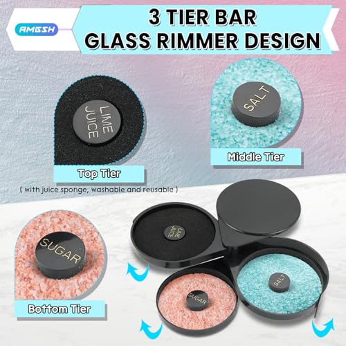 AMGSH 1 Pack 3-Tier Bar Glass Rimmer with Sponge - Cocktail & Margarita Tool