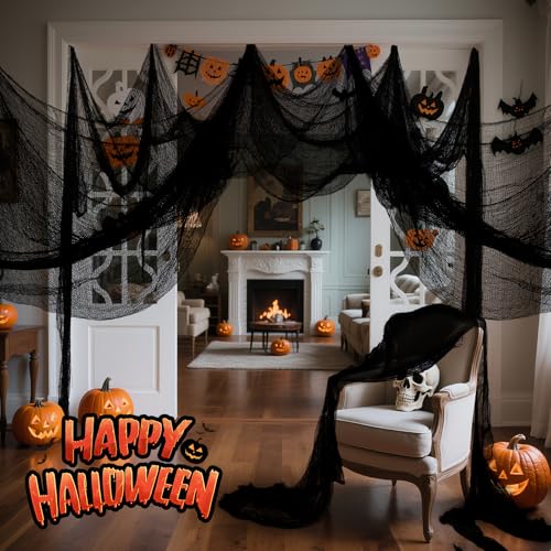 Black Creepy Cloth Halloween Gauze Decor - 40 x 200 Inch Haunted House Fabric