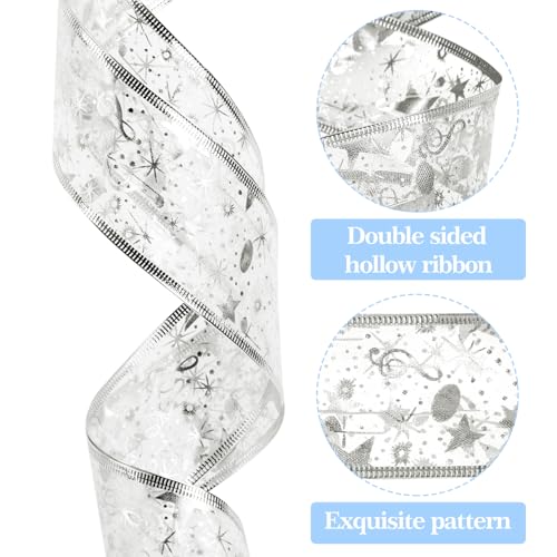 Ouddy Life 32ft Silver-White Christmas Ribbon Fairy Lights - Double Mesh LED String for Holiday Tree Decor