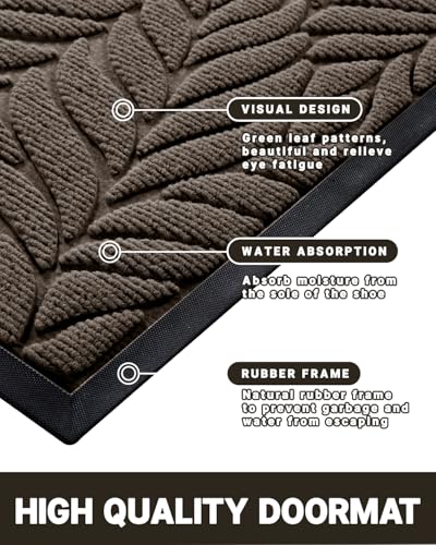 All-Weather Front Door Mat - 29.5x17 Inch Non-Slip Outdoor Entryway Rug
