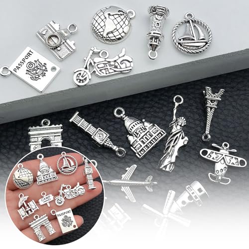 Travel Themed Wine Glass Charms 17 pcs - Party Drink Markers & Decorations