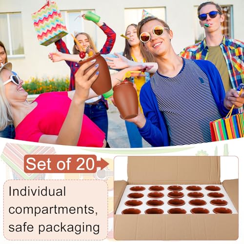 Gejoy 20 Sets Mexican Clay Drinking Cups - 16oz Reusable Party Mug Set