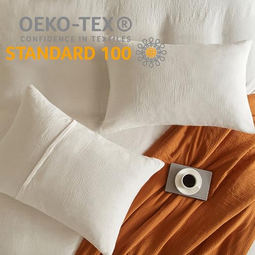 2-Pack Muslin Cotton Pillowcases, Standard Size 20x26 Inch Envelope Closure