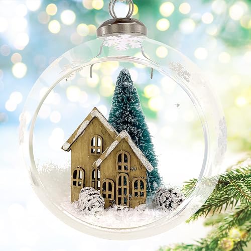 Blown Glass Diorama Snow Globe Christmas Ornament - 4 Inch Holiday Decor