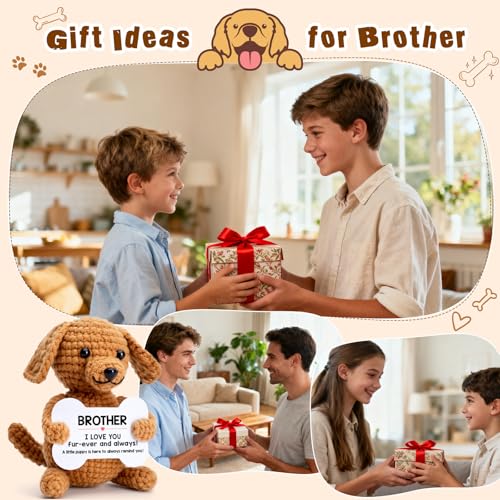 Handmade Crochet Dog Plushie - Small Stuffed Puppy Gift for Brother