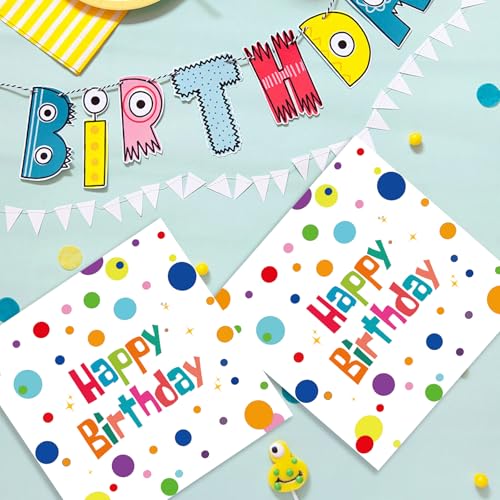 50PCS Colorful Dot Happy Birthday Paper Napkins 13x13in Decorative Party Supplies