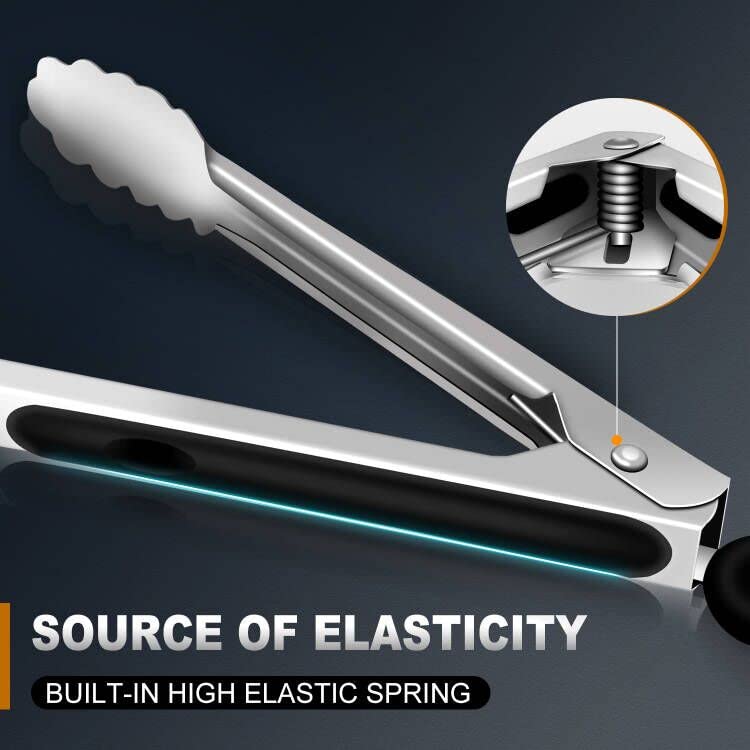 Stainless Steel Kitchen Tongs Set, 3-Piece Heat Resistant Locking Tongs