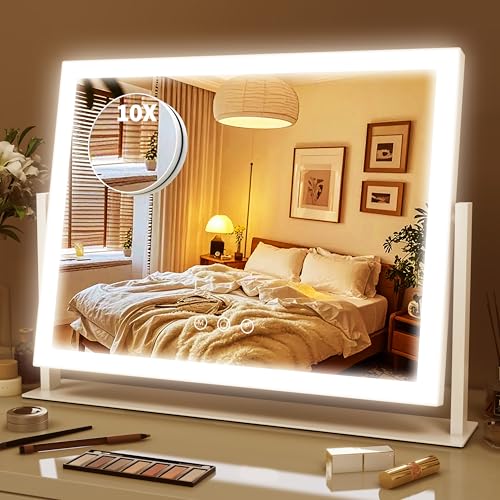 ROLOVE Lighted Makeup Mirror 16.3"x12.6", Hollywood Vanity with 10X