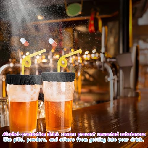 25pcs Elastic Drink Cover Scrunchies - Reusable Cup Protector for Parties