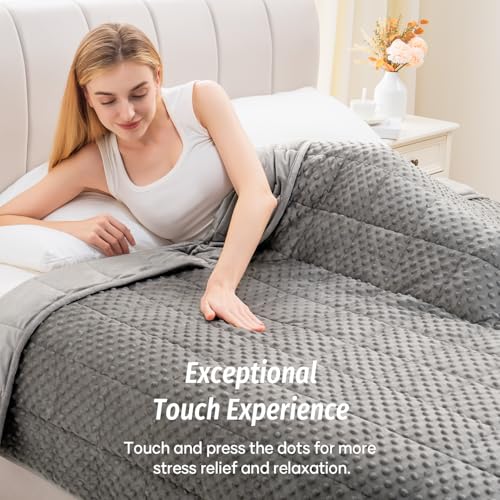 15 lbs Weighted Blanket 48"x72" Twin Size Grey Minky Dot Heavy Throw