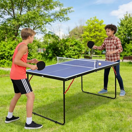 4.5ft Foldable Ping Pong Table Set - Portable Table Tennis with Net & Paddles
