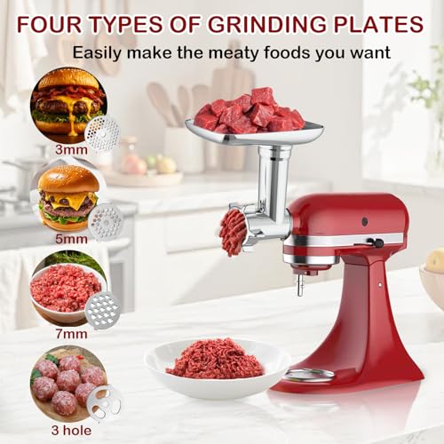 Meat Grinder and Slicer Shredder Attachment Set for Stand Mixers