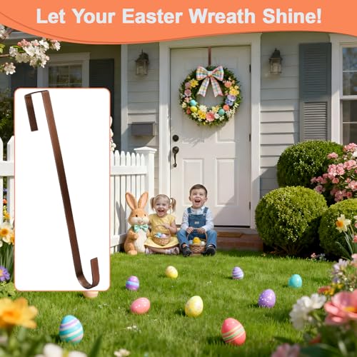 12-Inch Metal Over the Door Wreath Hanger Non-Scratch Front Door Hook