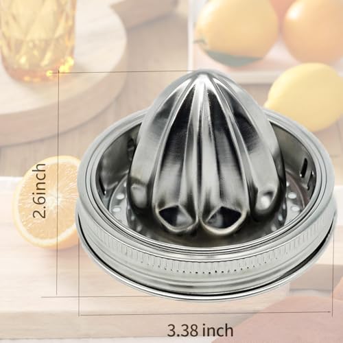 2-Pack Stainless Steel Citrus Juicer Lid for Wide-Mouth Mason Jars