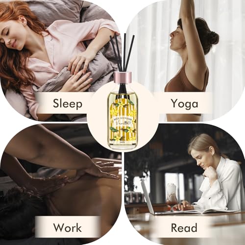Reed Diffuser Set, Linen Vanilla Citrus Scented Oil Diffusers with 15 Sticks
