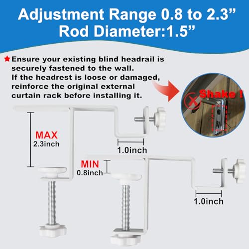 Adjustable Curtain Rod Bracket Set - No-Drill Magnetic Mount, White