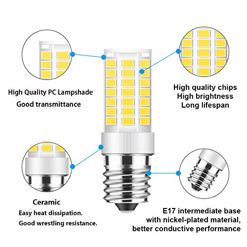 E17 LED Microwave Bulb Dimmable, 5W Daylight White 6000K (2 Pack)