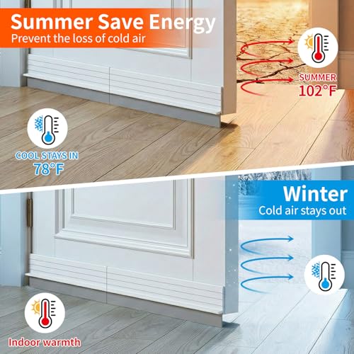 Door Draft Stopper & Door Sweep - Self-Adhesive Weather Stripping 2-Pack (72")