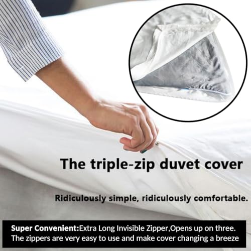 King Duvet Cover with Triple-Zip System, Soft Tencel Lyocell, 90x105 inches
