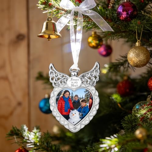 Unicadecor Casa Silver Angel Wing Heart Memorial Frame 2.5x2.5 Keepsake