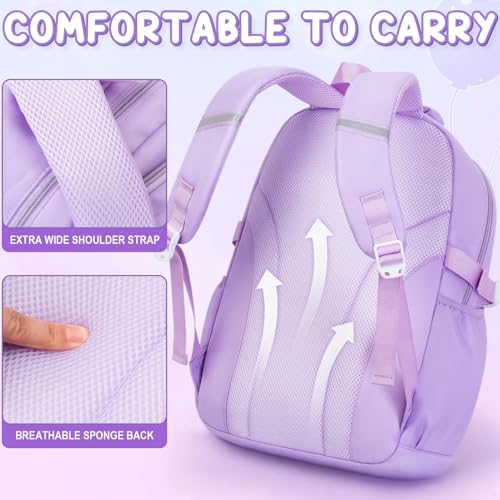 3-Piece Waterproof School Backpack Set for Girls with Lunch Bag & Pencil Case