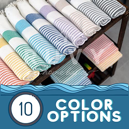 Turkish Cotton Hand Towels Set of 2 - 16x40 Inch Quick-Dry Decorative Towels