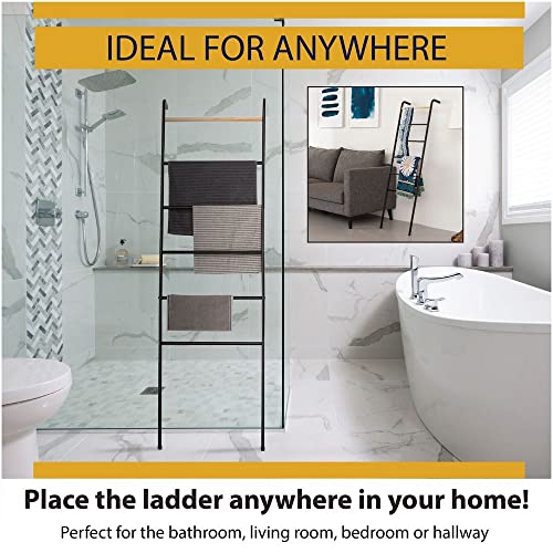 INNOKA White Wall Leaning Ladder Rack for Clothes & Home Decor