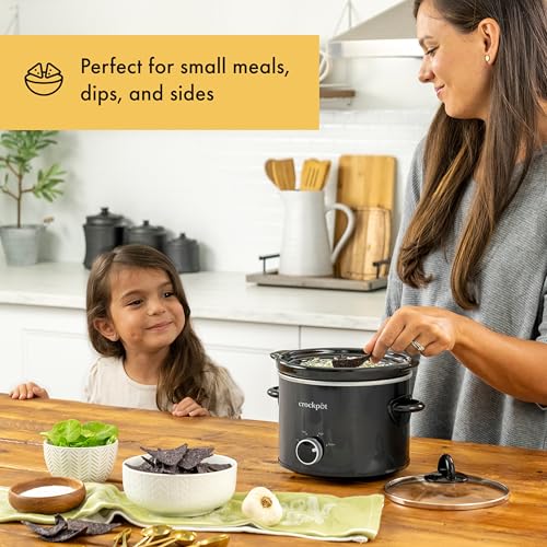 2-Quart Manual Slow Cooker with Oven-Safe Removable Stoneware, Black