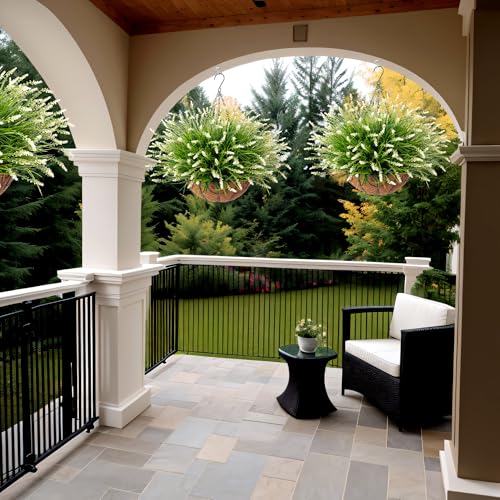 UV Resistant Artificial Outdoor Monkey Grass - 12 Bundles 17-Inch Faux Shrubs