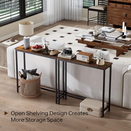 2-Pack Narrow Console Table, Industrial Slim Entryway Table for Small Spaces
