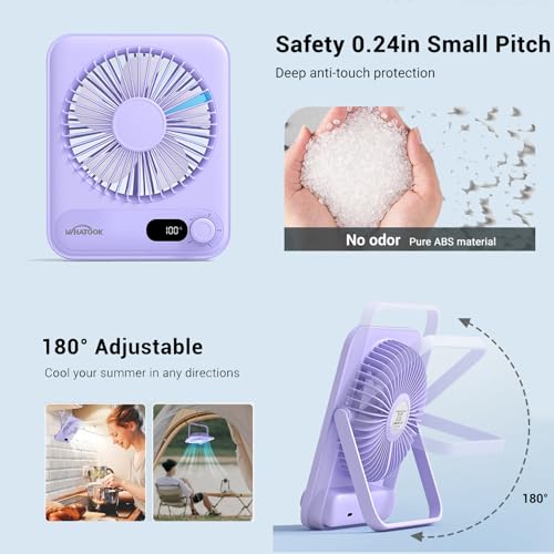 WHATOOK Small Portable Desk Fan, Rechargeable Quiet Mini Personal Fan